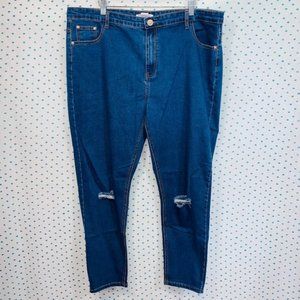 Glamorous Plus Size Distressed Blue Skinny Leg Jeans